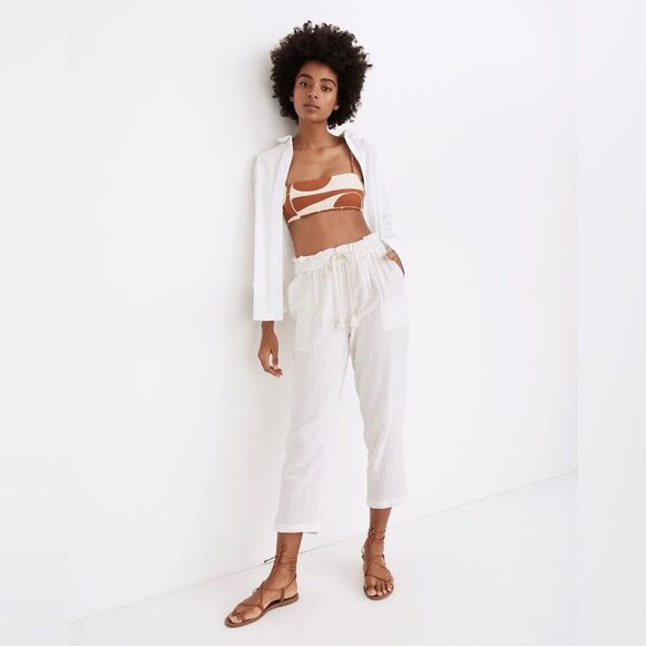 Madewell NWT Lightestspun Beach Cover-Up Pants Size Large in Lighthouse - Picture 1 of 7